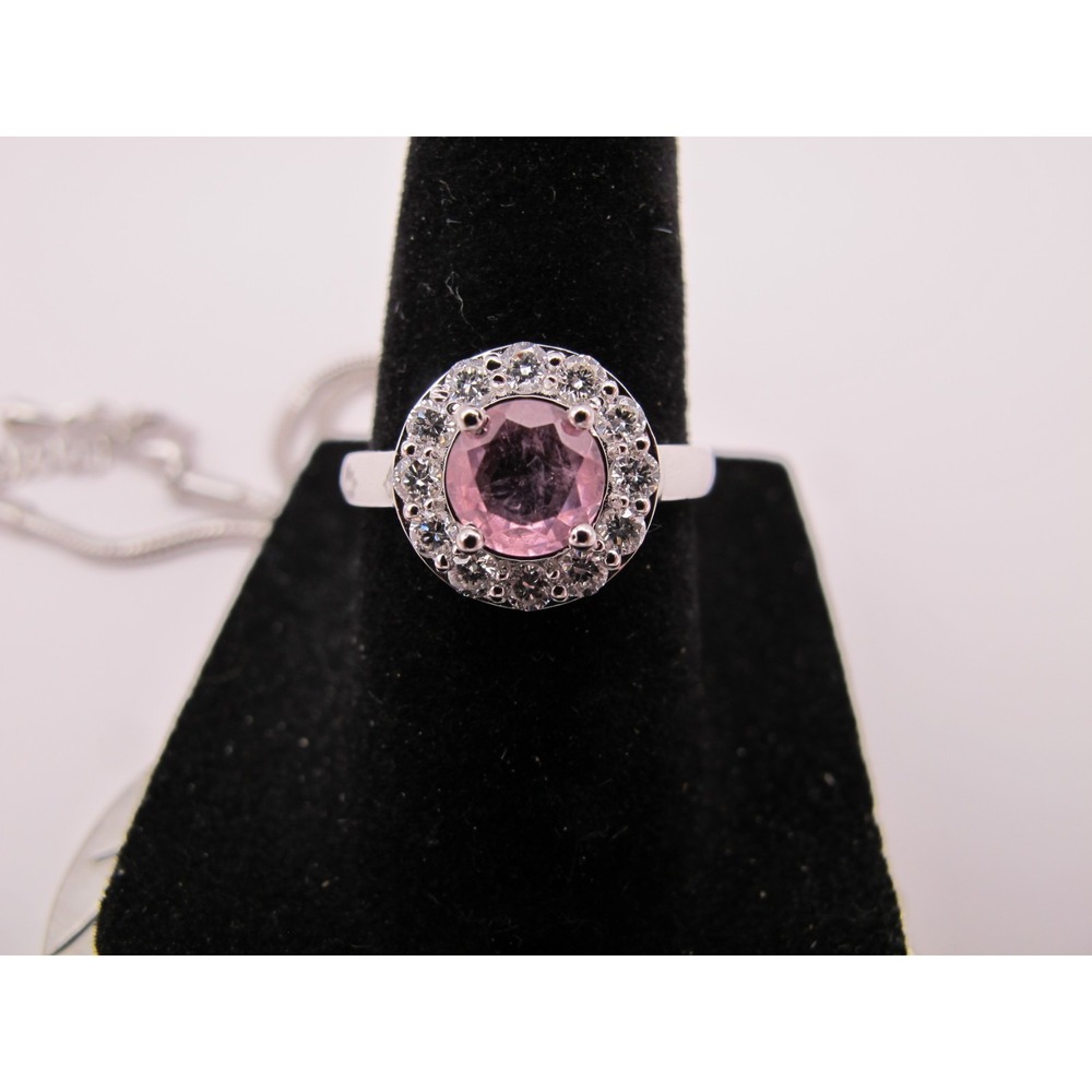 Brilliant 1.52 ct Pink‎ Ruby and Lab Created Diamond Ring - Size 6.5